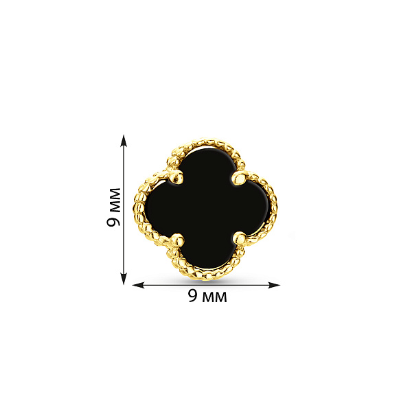 Золота моносережка з оніксом (арт. 104811/9жоЯ) – зображення 2