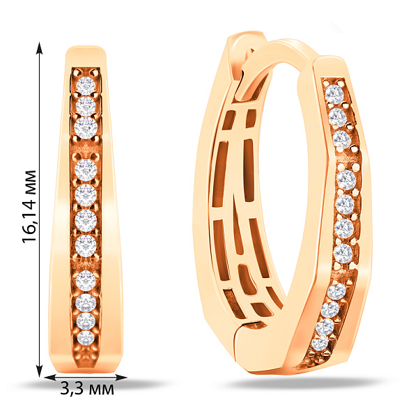 Золотые серьги-кольца с фианитами (арт. 107047) – изображение 2