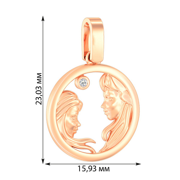 Золотая подвеска с фианитом (арт. 440622) – изображение 2