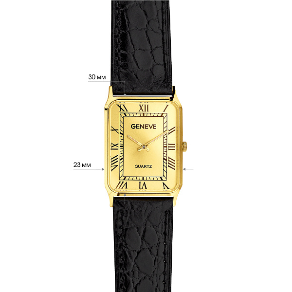 Золотые кварцевые часы с кожаным ремешком (арт. 260236жжч) – изображение 5