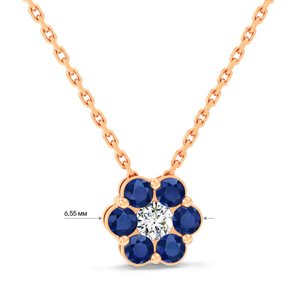 Золоте кольє з сапфірами і діамантом (арт. Ц011634с) – зображення 2