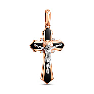 Фото Золотой нательный крестик с распятием и фианитами (арт. 501044ч)