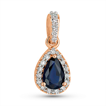 Фото Золотий кулон з сапфіром та діамантами (арт. П011235с)