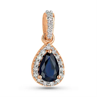 Золотий кулон з сапфіром та діамантами (арт. П011235с)