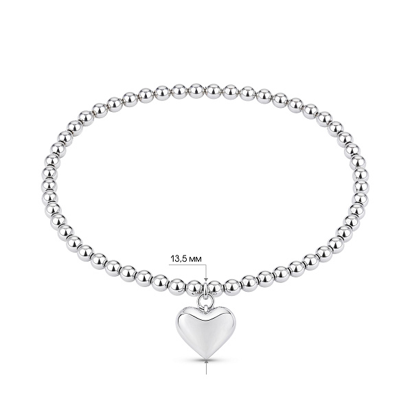 Серебряный браслет с подвеской сердечко (арт. 7509/5382) – изображение 2