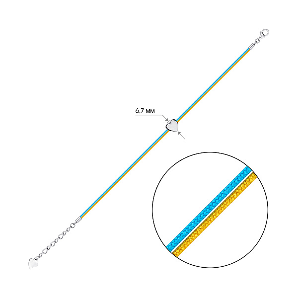 Браслет з шовкової нитки зі срібними вставками (арт. 7309/2228гж) – зображення 2