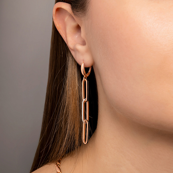 Сережки-подвески из красного золота с эмалью (арт. 1091608/2ечб) – изображение 2