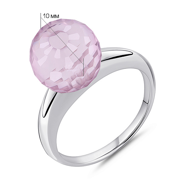 Срібна каблучка з великим рожевим фіанітом (арт. 7501/2184744цр) – зображення 2