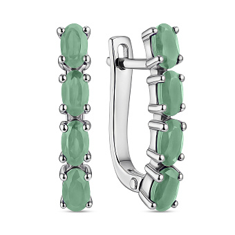 Фото Срібні сережки зі смарагдами і фіанітами (арт. 7502/2180074Изм)