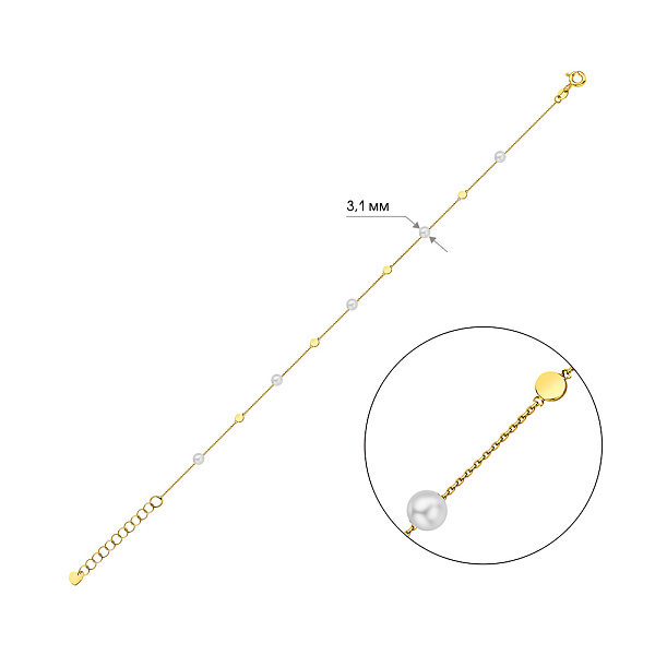 Браслет из желтого золота с жемчугом (арт. 326525жпрлб) – изображение 2