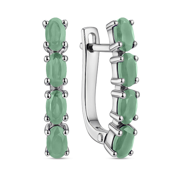 Срібні сережки зі смарагдами і фіанітами (арт. 7502/2180074Изм) – зображення 1