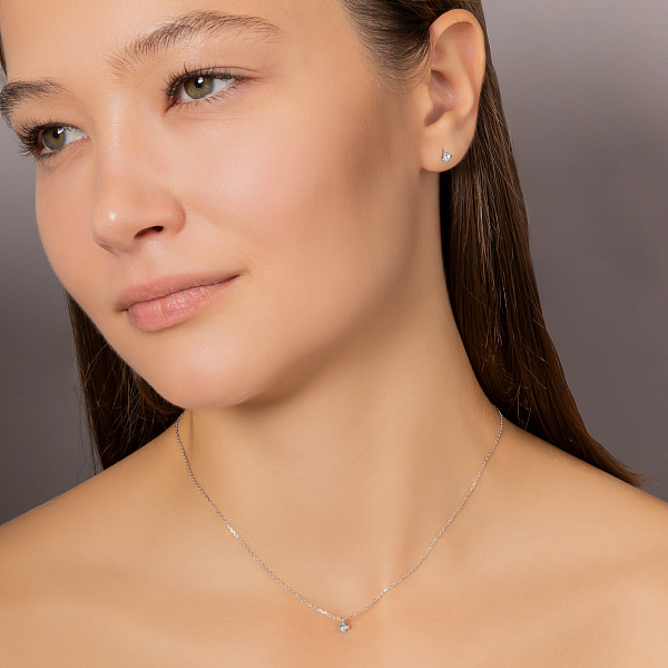 Серьги-пусеты золотые с бриллиантами  (арт. Т011289010б) – изображение 3