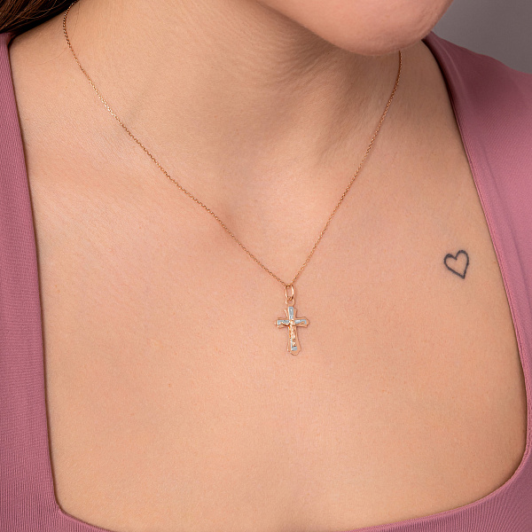 Золотий натільний хрестик з розп'яттям (арт. 520500) – зображення 2