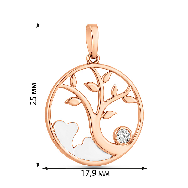 Подвеска из красного золота с фианитом (арт. 440584) – изображение 3