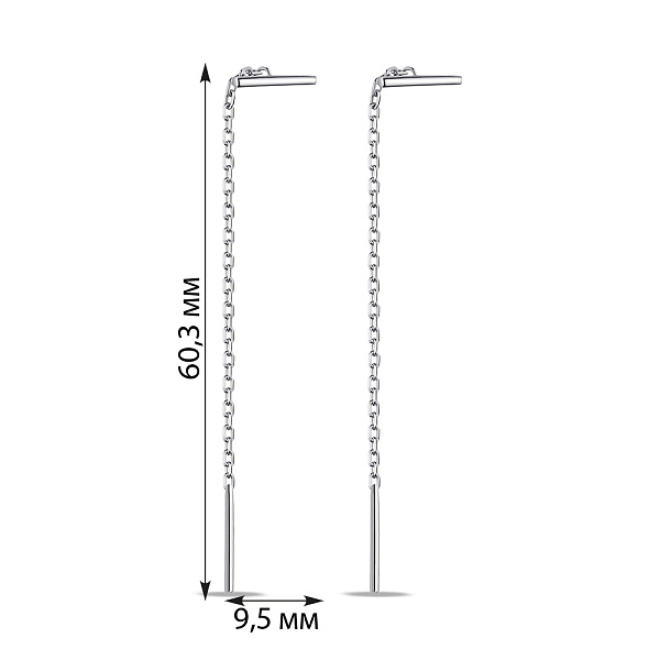 Срібні сережки-протяжки без каменів (арт. 7502/9732) – зображення 2