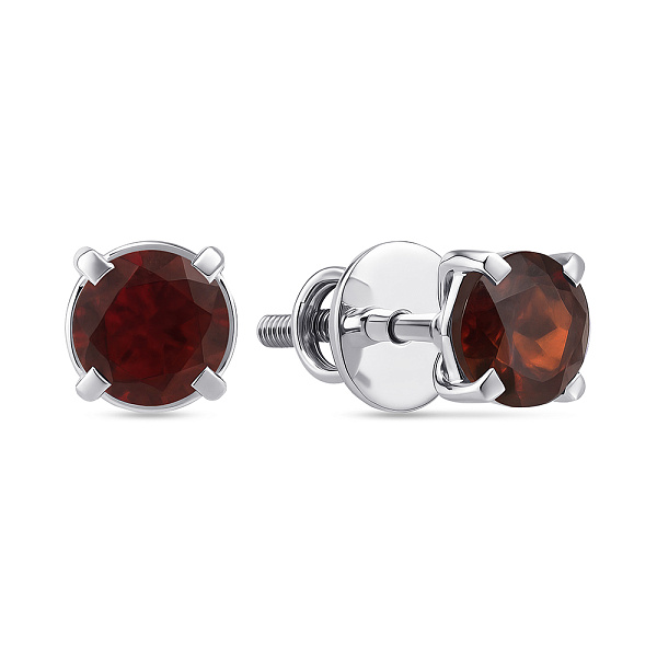 Серебряные пусеты с гранатом (арт. 7518/1764244Г) – изображение 1