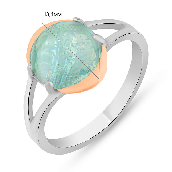 Срібна каблучка з опалом і золотою накладкою (арт. 7201/242Позкп) – зображення 2