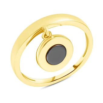 Каблучка з жовтого золота з підвіскою і оніксом (арт. 153687жо)
