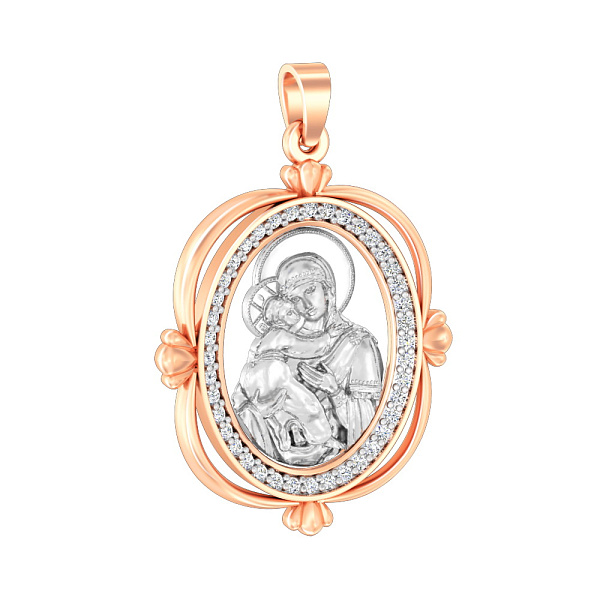 Золотая ладанка иконка Божья Матерь Владимирская (арт. 440645) – изображение 1