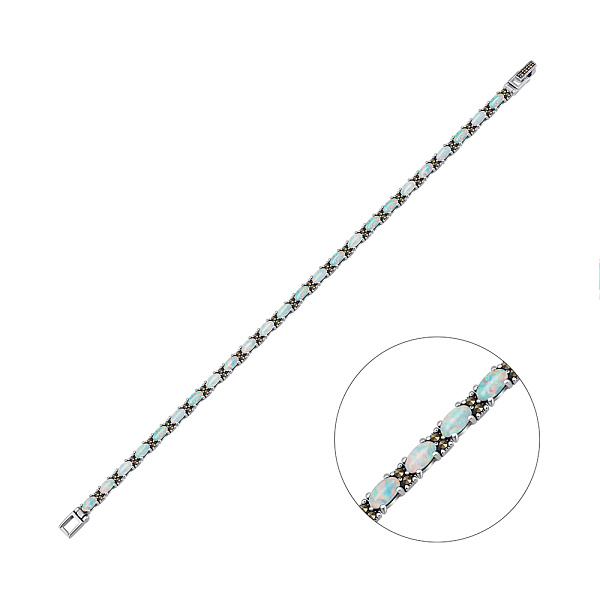 Срібний браслет з опалом (арт. 7409/4835мркПоб) – зображення 1