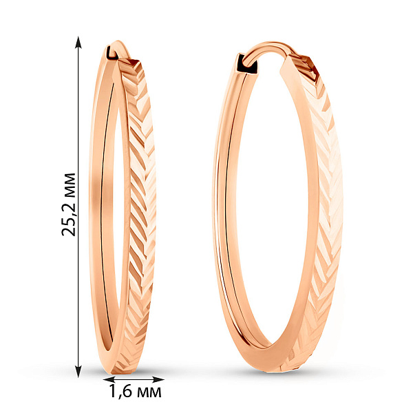 Золотые серьги-кольца с алмазной гранью (арт. 122105/25) – изображение 4