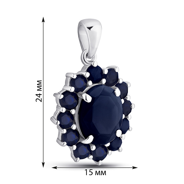 Срібний кулон Квітка зі сапфіроми (арт. 7503/2150619Спс) – зображення 2