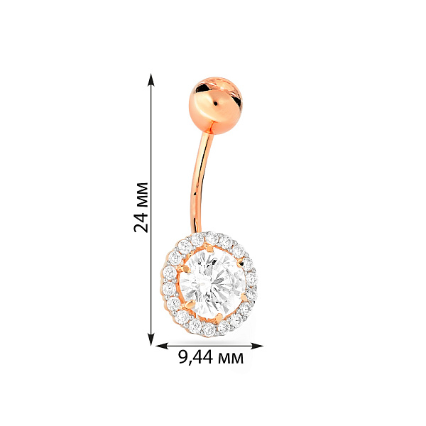 Золота сережка-пірсинг з фіанітами (арт. 360017) – зображення 2