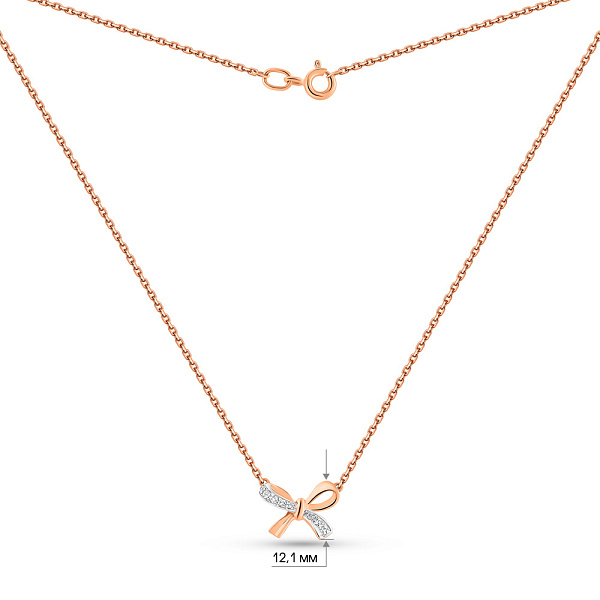 Золотое колье Бантики с фианитами (арт. 361310) – изображение 5