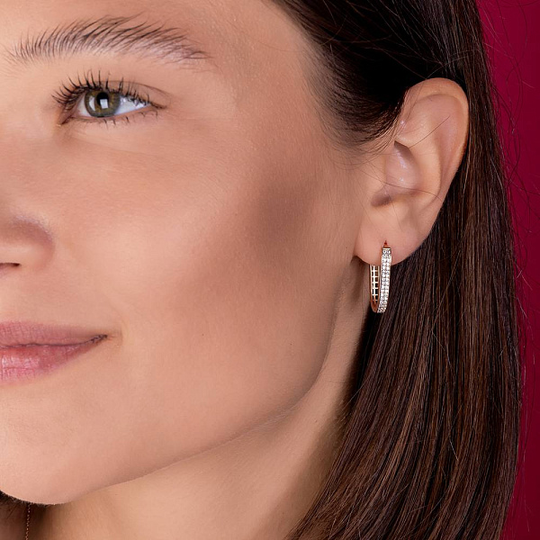 Золотые сережки с дорожкой из фианитов (арт. 1091072/20) – изображение 2