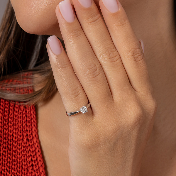 Помолвочное кольцо из белого золота с бриллиантом (арт. К01108904036б) – изображение 2