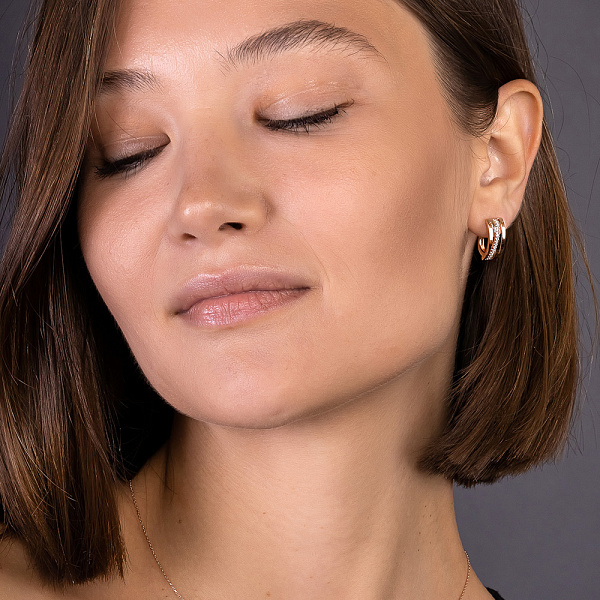 Сережки Синергия из красного золота с фианитами (арт. 111132) – изображение 3