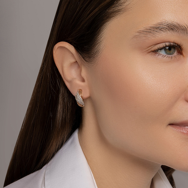 Золоті сережки з фіанітами (арт. 110372) – зображення 3