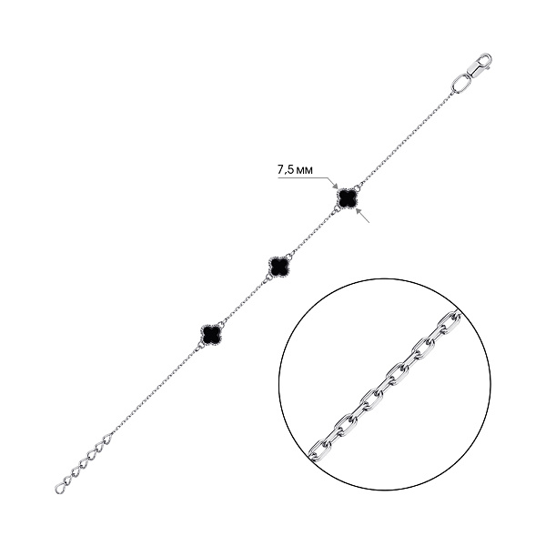 Серебряный браслет Клевер с ониксом (арт. 7509/632/6обрп) – изображение 2