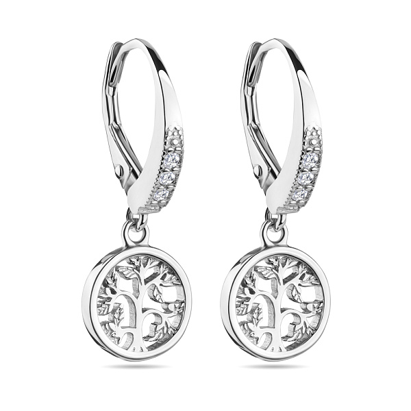 Срібні сережки-підвіски з фіанітами (арт. 7502/4525) – зображення 1