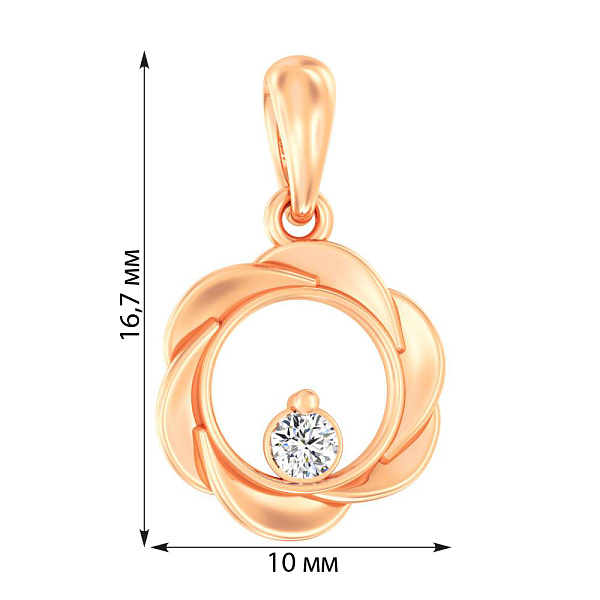 Подвес из красного золота с бриллиантом (арт. П011405005) – изображение 2
