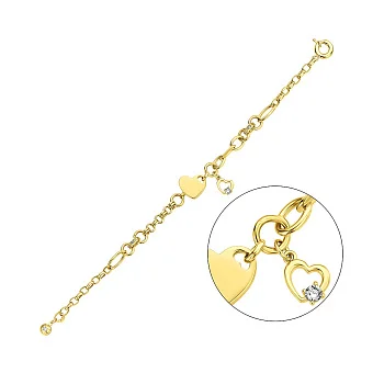 Браслет з жовтого золота Серце (арт. 326765жП1)