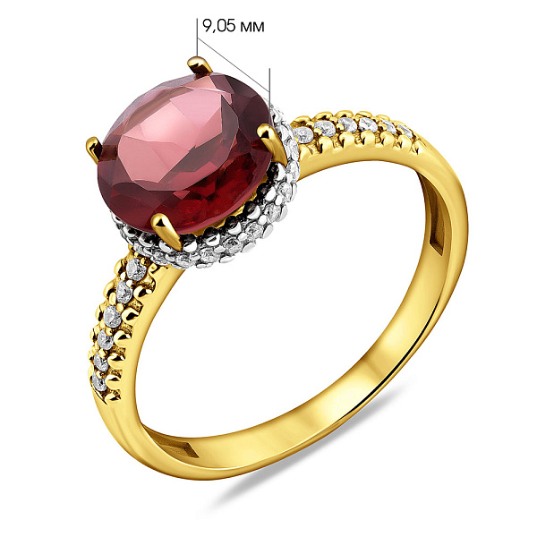 Золота каблучка з кварцом і фіанітами (арт. 141100ПжрГ) – зображення 4