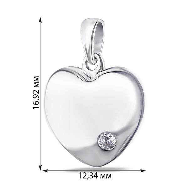 Серебряная подвеска «Сердце» с фианитом (арт. 7503/2466) – изображение 2