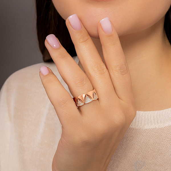 Кольцо из красного золота с фианитами (арт. 156600) – изображение 3