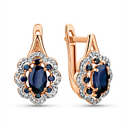 Фото Серьги из красного золота с сапфиром и бриллиантами  (арт. С011088с)
