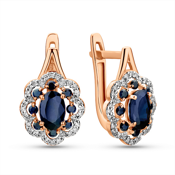 Серьги из красного золота с сапфиром и бриллиантами  (арт. С011088с) – изображение 1