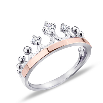 Серебряное кольцо «Корона» с фианитами (арт. 7201/229кп)
