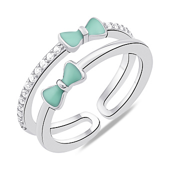 Фото Серебряное кольцо Бантики с фианитами (арт. 7501/7004ез)