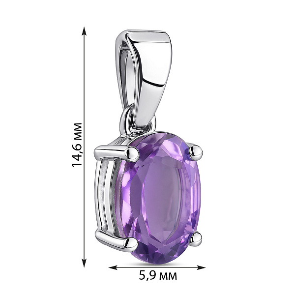 Срібний кулон з великим аметистом (арт. 7503/2140245А) – зображення 2