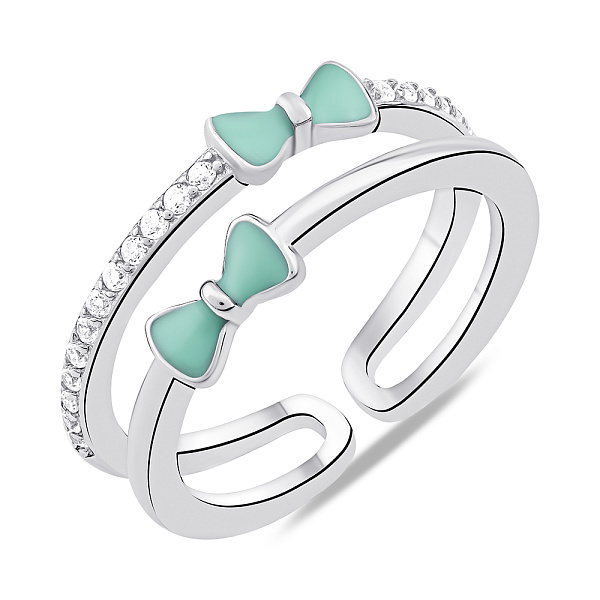 Серебряное кольцо Бантики с фианитами (арт. 7501/7004ез) – изображение 1