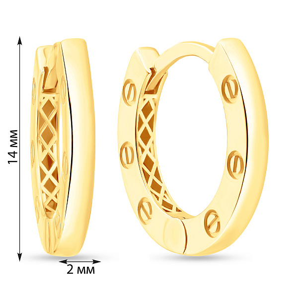 Золотые серьги-конго без камней (арт. 108535/15ж) – изображение 5