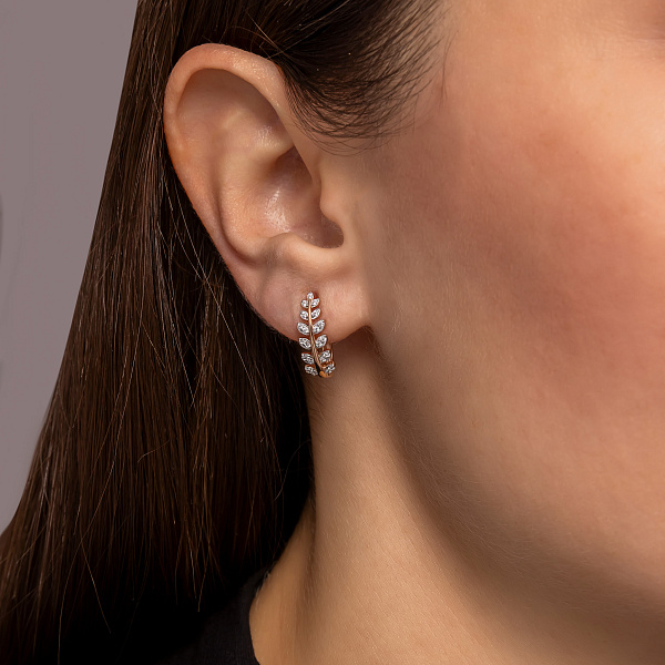 Золотые серьги Веточка с фианитами (арт. 111254) – изображение 3