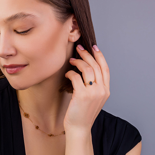 Кольцо из красного золота Лýна с эмалью  (арт. 155654еч) – изображение 2