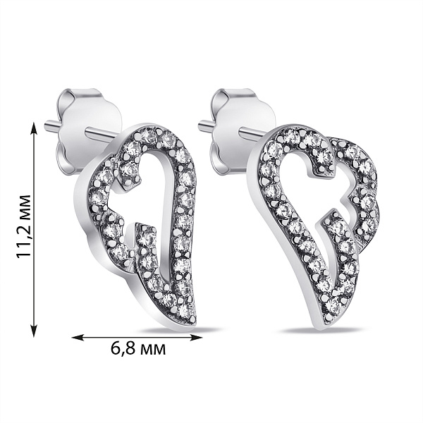 Серебряные серьги Крылья с фианитами (арт. 7518/СК2Ф/1014) – изображение 2