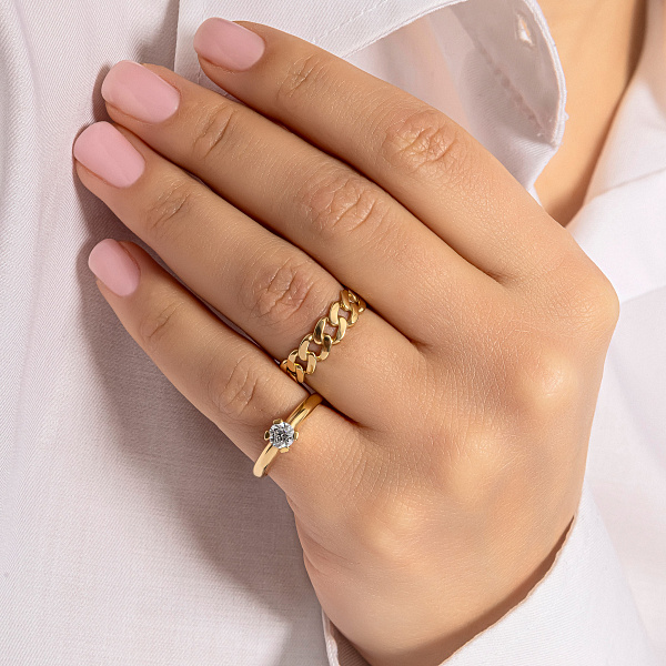 Золотое помолвочное кольцо с фианитом (арт. 140341ж) – изображение 2